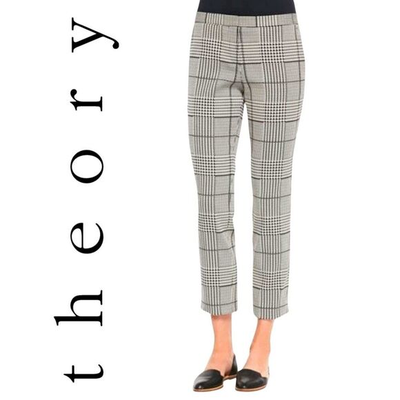 Theory Pants Trousers | Women's Size 4 | Black White | Slim Fit Ankle Cigarette - Picture 1 of 7